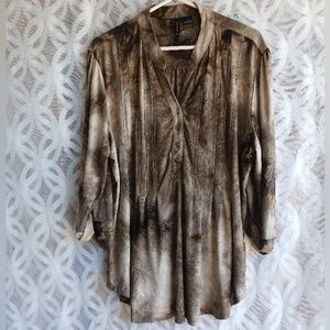 ND New directions blouse top XLG brown Embellished Long Sleeves button front